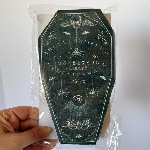 NWT Punch Studio Coffin Shaped Ouija Board Paper Napkins Guest Towels Halloween - Picture 1 of 7
